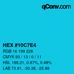 カラーコード: HEX #10C7E4 | qconv.com