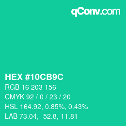 Farbcode: HEX #10CB9C | qconv.com