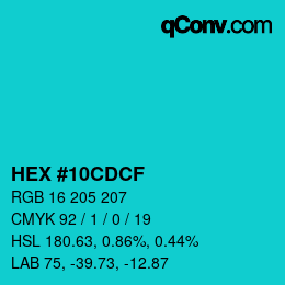 Color code: HEX #10CDCF | qconv.com