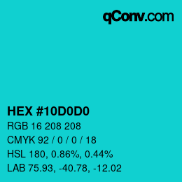 Color code: HEX #10D0D0 | qconv.com
