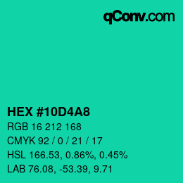 Color code: HEX #10D4A8 | qconv.com