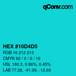 Color code: HEX #10D4D5 | qconv.com