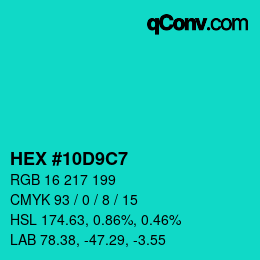Color code: HEX #10D9C7 | qconv.com