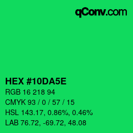 颜色代码: HEX #10DA5E | qconv.com