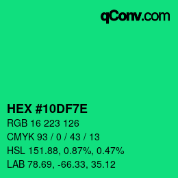 Color code: HEX #10DF7E | qconv.com