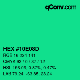 Código de color: HEX #10E08D | qconv.com