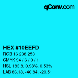 Farbcode: HEX #10EEFD | qconv.com