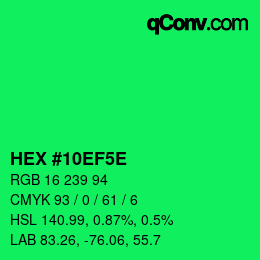 Código de color: HEX #10EF5E | qconv.com