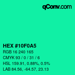 Color code: HEX #10F0A5 | qconv.com