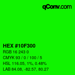Color code: HEX #10F300 | qconv.com