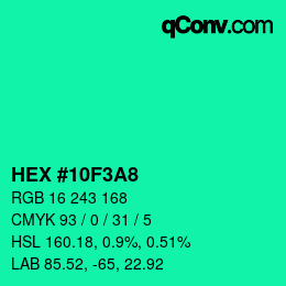 Color code: HEX #10F3A8 | qconv.com