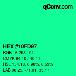 Color code: HEX #10FD97 | qconv.com
