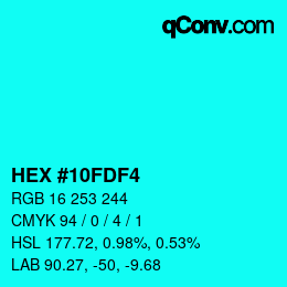 カラーコード: HEX #10FDF4 | qconv.com