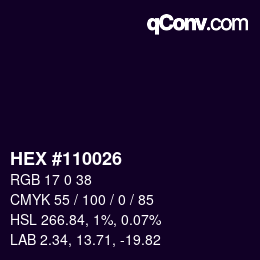 颜色代码: HEX #110026 | qconv.com