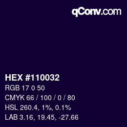 Color code: HEX #110032 | qconv.com