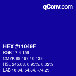 Color code: HEX #11049F | qconv.com