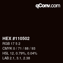 カラーコード: HEX #110502 | qconv.com