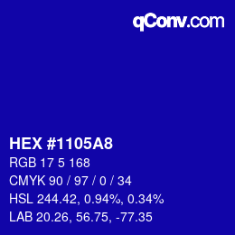 Color code: HEX #1105A8 | qconv.com