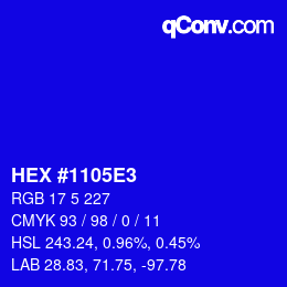 Color code: HEX #1105E3 | qconv.com
