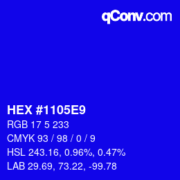 Color code: HEX #1105E9 | qconv.com