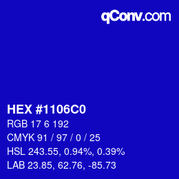 カラーコード: HEX #1106C0 | qconv.com