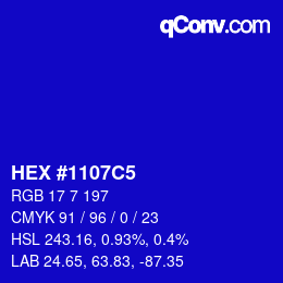 颜色代码: HEX #1107C5 | qconv.com