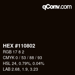 颜色代码: HEX #110802 | qconv.com