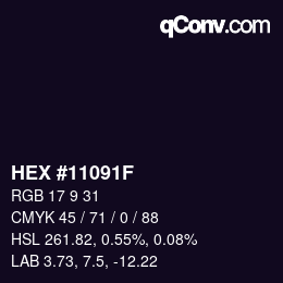 カラーコード: HEX #11091F | qconv.com