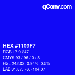 Color code: HEX #1109F7 | qconv.com