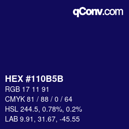 Farbcode: HEX #110B5B | qconv.com