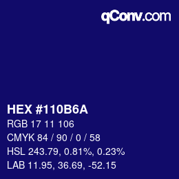 Color code: HEX #110B6A | qconv.com
