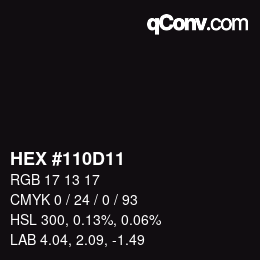 カラーコード: HEX #110D11 | qconv.com