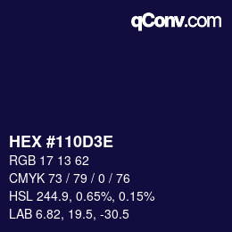 Color code: HEX #110D3E | qconv.com