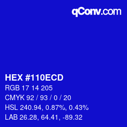 Color code: HEX #110ECD | qconv.com