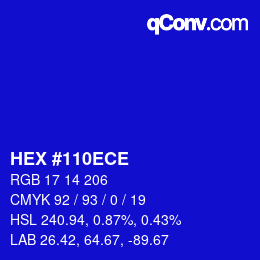 Color code: HEX #110ECE | qconv.com