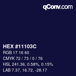 カラーコード: HEX #11103C | qconv.com