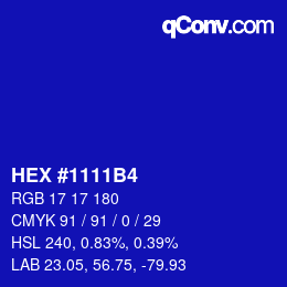 Color code: HEX #1111B4 | qconv.com