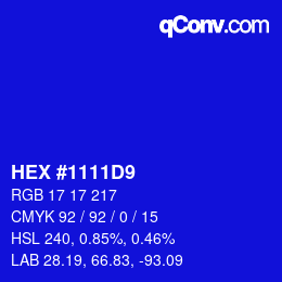 Color code: HEX #1111D9 | qconv.com