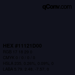 Color code: HEX #11121D00 | qconv.com