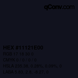 Farbcode: HEX #11121E00 | qconv.com