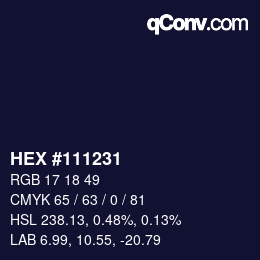Color code: HEX #111231 | qconv.com