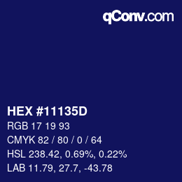 Color code: HEX #11135D | qconv.com