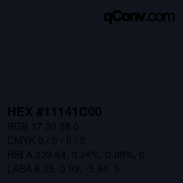 Color code: HEX #11141C00 | qconv.com