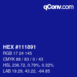 Color code: HEX #111891 | qconv.com
