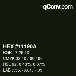 Color code: HEX #11190A | qconv.com