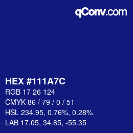 Color code: HEX #111A7C | qconv.com