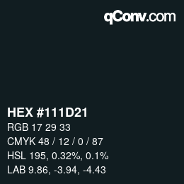 カラーコード: HEX #111D21 | qconv.com