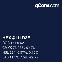 Color code: HEX #111D3E | qconv.com