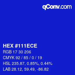 Color code: HEX #111ECE | qconv.com