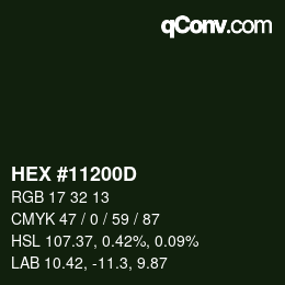 Color code: HEX #11200D | qconv.com